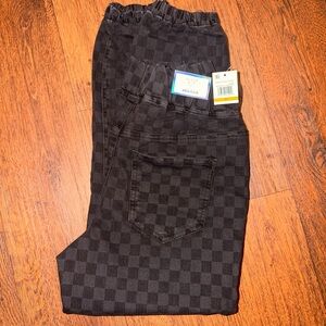 Tinseltown Black Checkered Hi-Rise Jogger Pants Size S | NWT | Elastic Waist